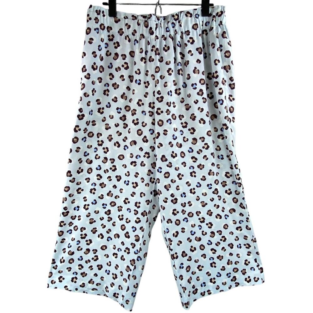 Ann Taylor Womens High Rise Wide Leg Leopard Lightweight Pants Size L Petite
